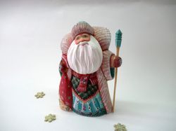 Collectible Russian Santa Claus, Wooden painted Russian Santa, 6.5 inches, Russian souvenir figure, Russian Ded Moroz