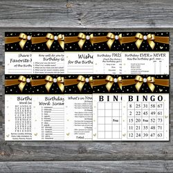Golden bow Birthday Party Games bundle,Adult birthday games package,Printable Birthday Games,INSTANT DOWNLOAD