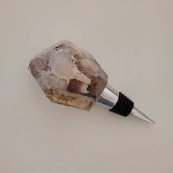 Resin wine bottle stoppers with embedded Australian sea shells