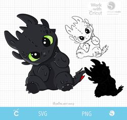 Cute dragon toothless svg, how to train dragon svg, baby dragon, night fury svg