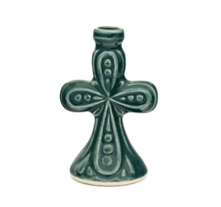 candle holder ceramics "green cross", handmade in russia