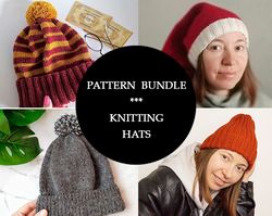 Hats knitting patterns pdf BUNDLE x 4