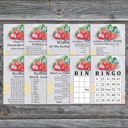 Strawberry Birthday Party Games bundle,Adult birthday games package,Printable Birthday Games,INSTANT DOWNLOAD