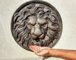 Wall fountain lion head Water fountain emitter Lion Head Pool water feature Wall water spouts Lion Wall spitter lion