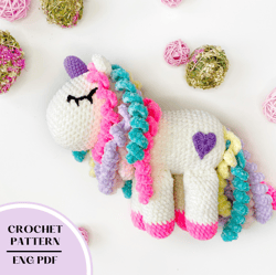 Crochet unicorn pattern. Amigurumi plush unicorn pattern PDF