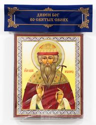 Monkmartyr Bademus of Persia icon made of wood compact size 2.3x3.5"  free shipping