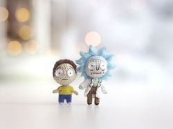 Rick and Morty doll tiny crochet cartoon characters micro crochet doll collectibles miniature toy cute gift for friends