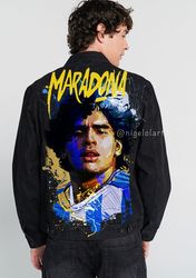 Maradona fifa 22 Painted denim jacket Hand made Customized denim jacket Portrait