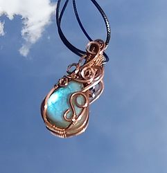 Bright beautiful original necklace made of braided wire labradorite, a birthday gift