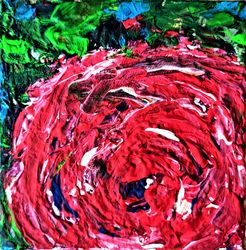 Rose Painting Floral Art Original Art Rose Abstract Small Impasto Painting Canvas Art Red Rose Acrylic Artw