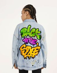 Quotes Text Lettering Painted Denim Jacket Handmade Custom denim jacket Personalized jean jackets Portraits from photos