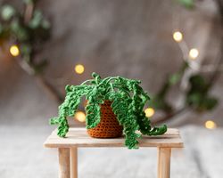 Miniature FERN in a pot, Evergreen plant for Fairy Garden, Artificial plant Boston fern, Tiny flower for decoration 1/12