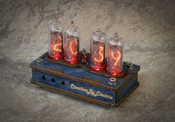 Nixie Tube Clock Case IN-14 4-tubes Table Watch Vintage Gift  Home Decor  Backlight is Red