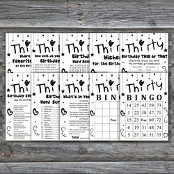 Thirty Birthday Party Games bundle,Adult birthday games package,Printable Birthday Games,INSTANT DOWNLOAD