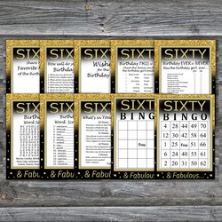 Sixty Birthday Party Games bundle,Adult birthday games package,Printable Birthday Games,INSTANT DOWNLOAD
