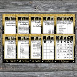 Fifty Birthday Party Games bundle,Adult birthday games package,Printable Birthday Games,INSTANT DOWNLOAD