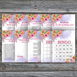 Flowers Birthday Party Games bundle,Adult birthday games package,Printable Birthday Games,INSTANT DOWNLOAD