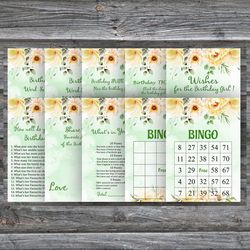 Floral Birthday Party Games bundle,Adult birthday games package,Printable Birthday Games,INSTANT DOWNLOAD