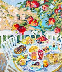 Landscape painting Oil painting on canvas Food painting Fauvism art Seascape art studio Gala Pomegranate tree Seascape