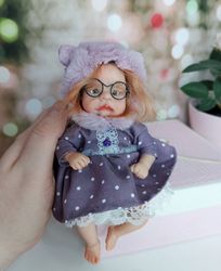 OOAK realistic clay baby doll 6.6 inch