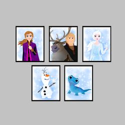 Frozen Disney Set Art Print Digital Files decor nursery room watercolor