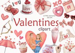 Saint Valentine's Day Clipart, Couple in Love Clipart, Digital, PNG, 300 DPI