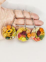 Keychain with decor, accessory with fruit decor, gift for him, gift for her, gift idea, exclusive keyrings with decor