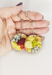 keychain with decor, gift for him, gift for her, gift idea, keychain with cheese, keyrings with decor, bag decor