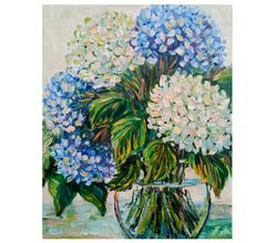 Hydrangea Oil Painting Original Art Flower Artwork Impasto Wall Art 10x12inch