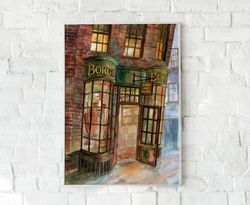 Borgin and Burkes watercolor print, Harry Potter poster, Download wall art