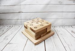 Wooden Puzzle - 3d sorter, Wood Montessori blocks Stack Board game, Toddler Toys Age 2 3 4 5 year, Waldorf preschool toy