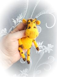 Knitted toy giraffe. Stuffed animal giraffe safari. Little soft toy giraffe. Handmade giraffe toy. Animal giraffe gift.