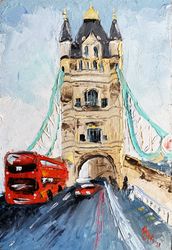 London Painting Original Art England Wall Art Impasto Oil Painting Cityscape