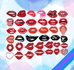 Lips SVG, Kiss SVG, Lips Print Svg, Red Lips Svg, Dripping Lips Svg, Mouth Svg,  Cricut, Silhouette, Cut File