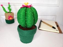 Faux cactus plant in pot, fake cactus for nursery decor,  gift for a plant lover, shelf or desk decor