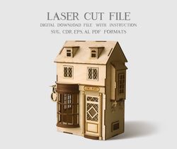 Owl Post Service laser cut file, Harry Potter gifts, DIY house, Vector download file 3mm