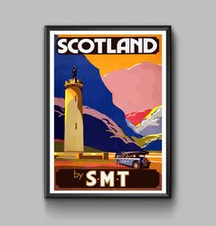 Scotland vintage travel poster, digital download