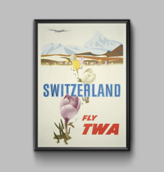 Switzerland vintage travel poster, digital download