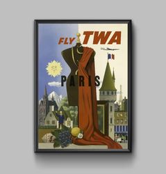 Paris vintage travel poster, digital download