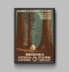 Sequoia National Park vintage travel poster, digital download