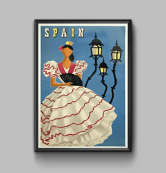 Spain vintage travel poster, digital download