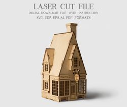 Zonko shop laser cut file, Harry Potter gifts, DIY house, Vector download file 3mm