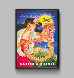 Hawaii vintage travel poster, digital download