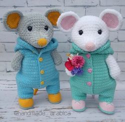 Amigurumi crochet pattern - mouse in overalls - Crochet pattern mouse - PDF English pattern