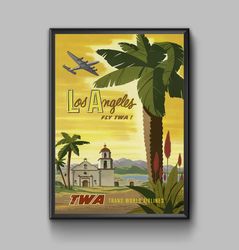 Los Angeles vintage travel poster, digital download
