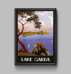 Lake Garda vintage travel poster, digital download