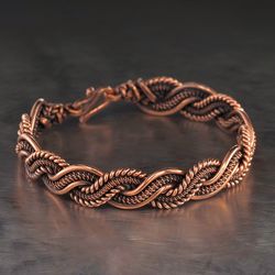 Unique wire wrapped copper bracelet for woman or man / Antique style wire weave copper jewelry 7th 22nd Anniversary gift