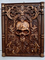 Skull wall decor Gothic wooden panel Gift for friends, Witchcraft