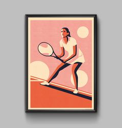 Tennis player vintage sports poster, digital download