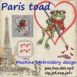 Paris Toad 2 Sizes  Embroidery Design